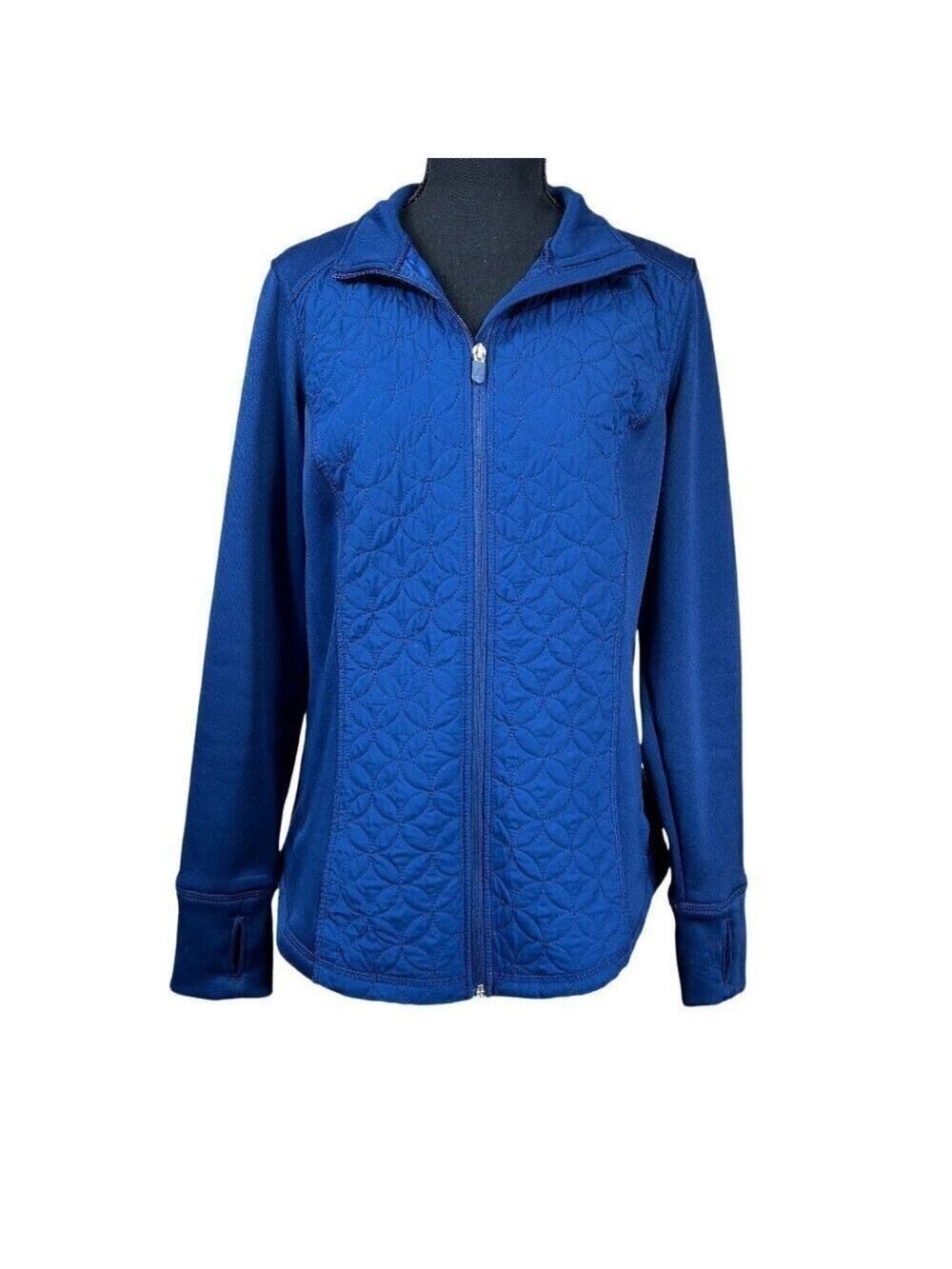 FILA Sport Women's Blue Quilted Long Sleeve Full Zip Activewear Jacket Size L